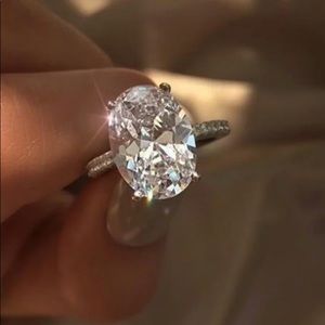 Silver big large huge 5ct diamond ring silver s925